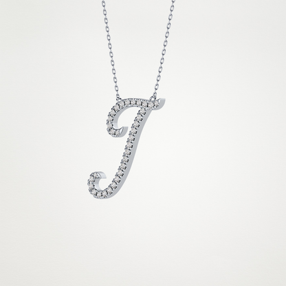 0.189 TCW Round Lab Grown Diamond J Initial Necklace