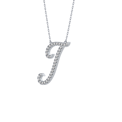 0.189 TCW Round Lab Grown Diamond J Initial Necklace