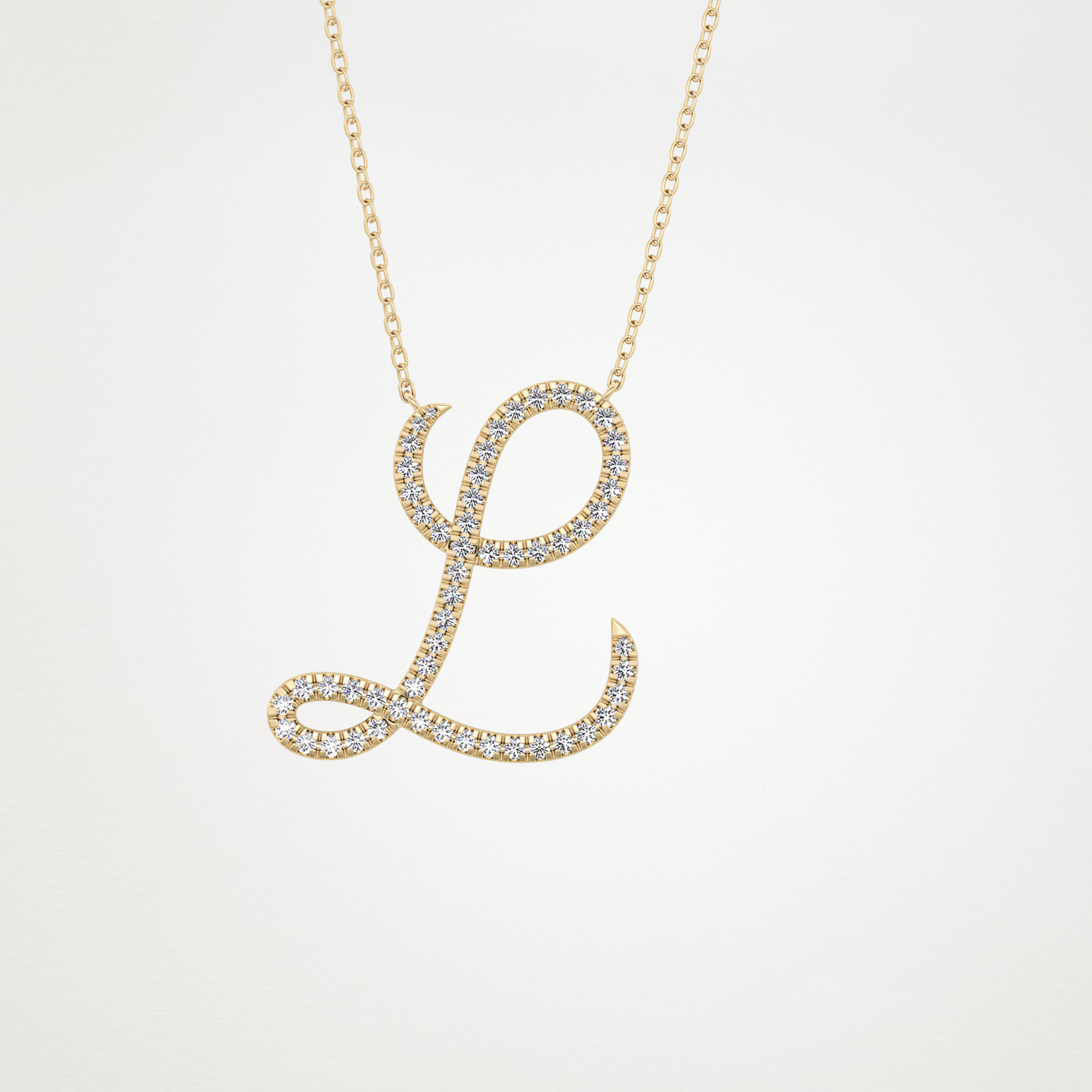 0.198 TCW Round Lab Grown Diamond L Initial Necklace