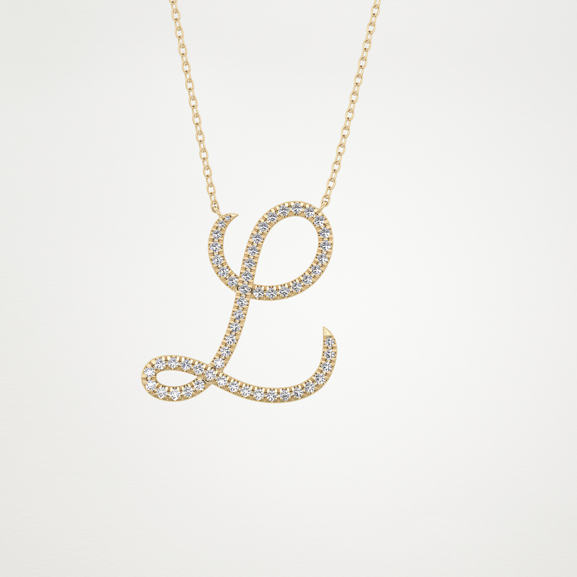 0.198 TCW Round Lab Grown Diamond L Initial Necklace