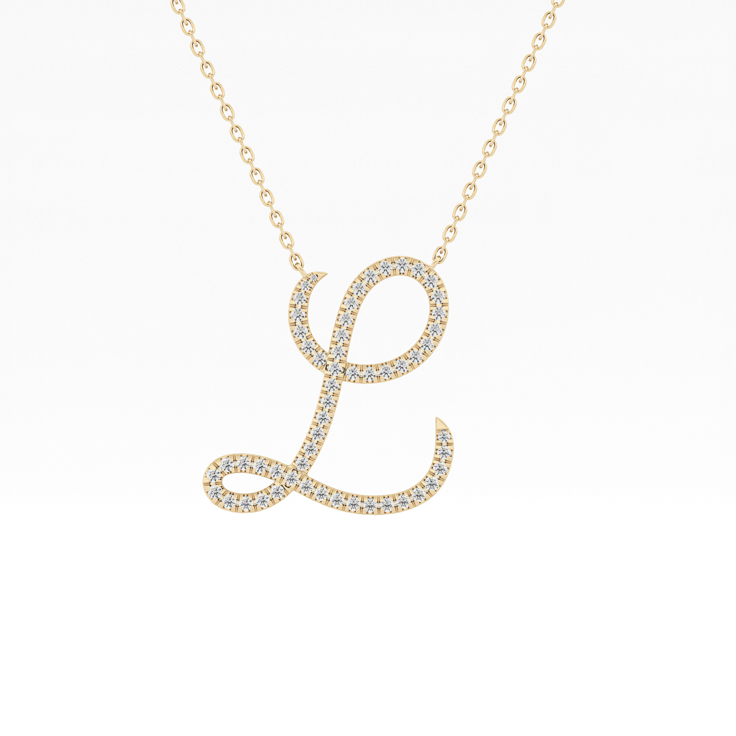 0.198 TCW Round Lab Grown Diamond L Initial Necklace