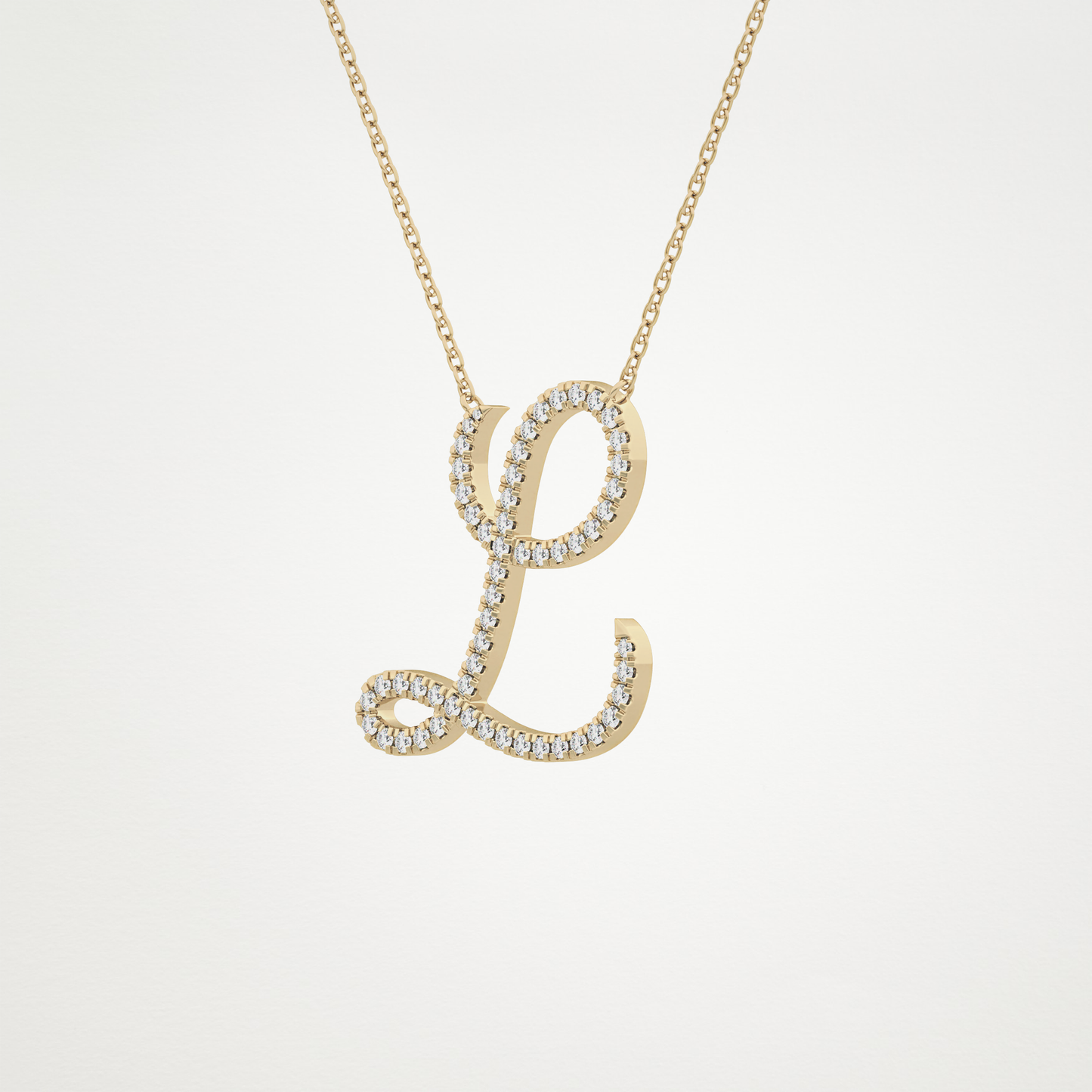 0.198 TCW Round Lab Grown Diamond L Initial Necklace