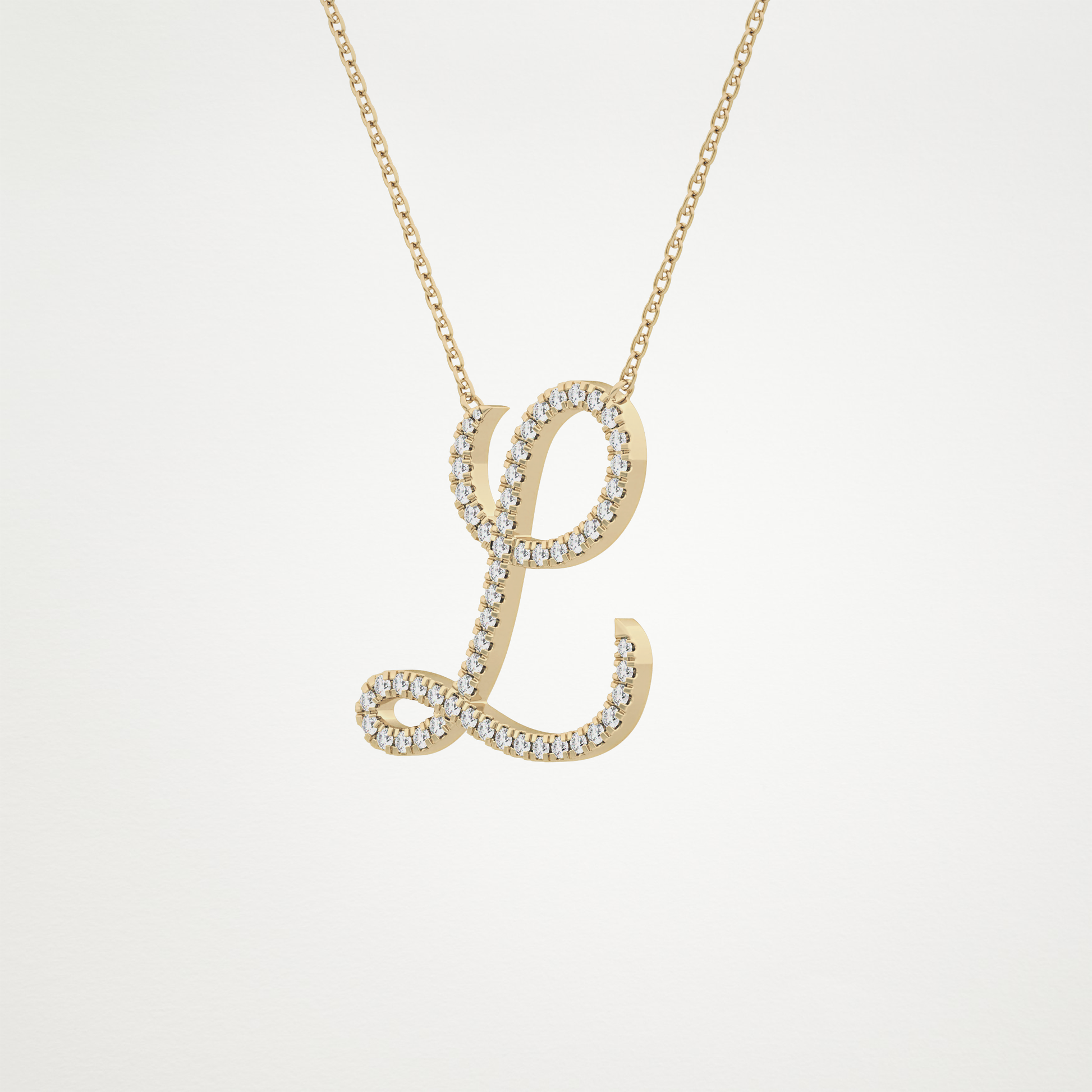0.198 TCW Round Lab Grown Diamond L Initial Necklace