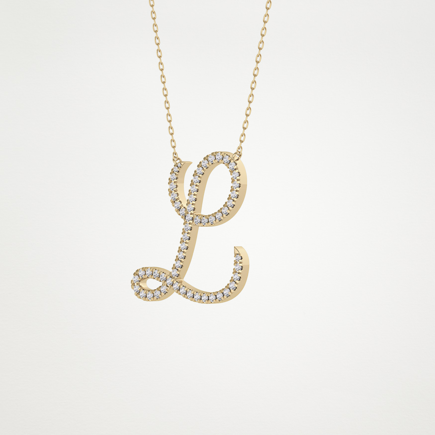 0.198 TCW Round Lab Grown Diamond L Initial Necklace