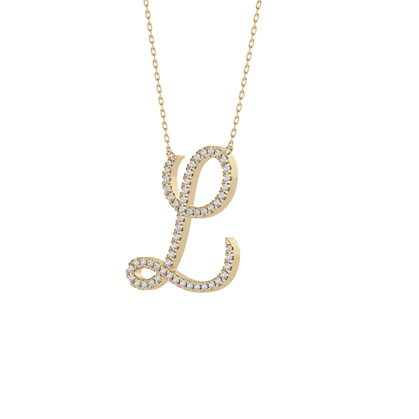0.198 TCW Round Lab Grown Diamond L Initial Necklace
