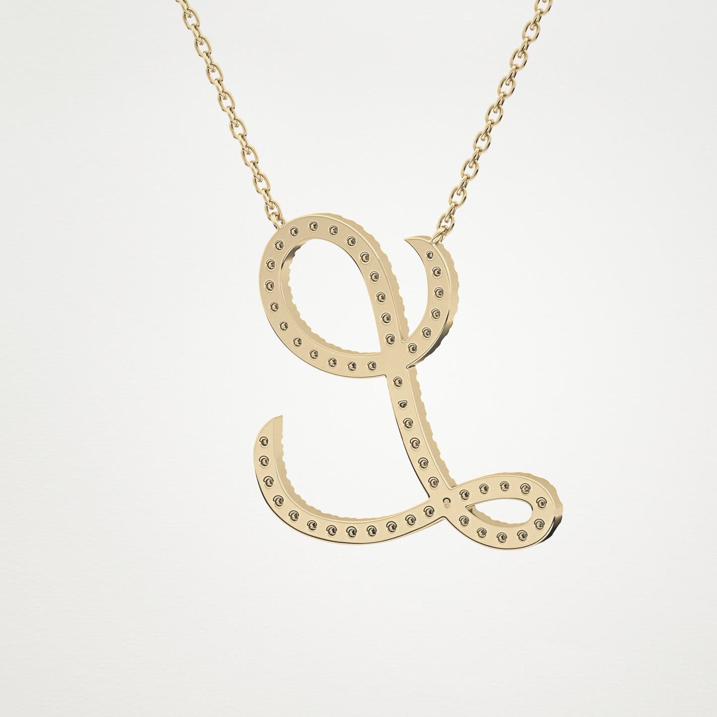 0.198 TCW Round Lab Grown Diamond L Initial Necklace