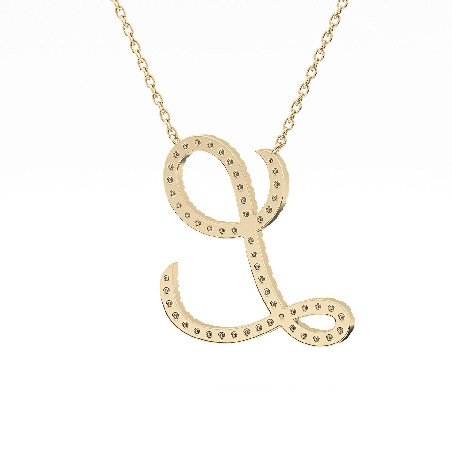 0.198 TCW Round Lab Grown Diamond L Initial Necklace