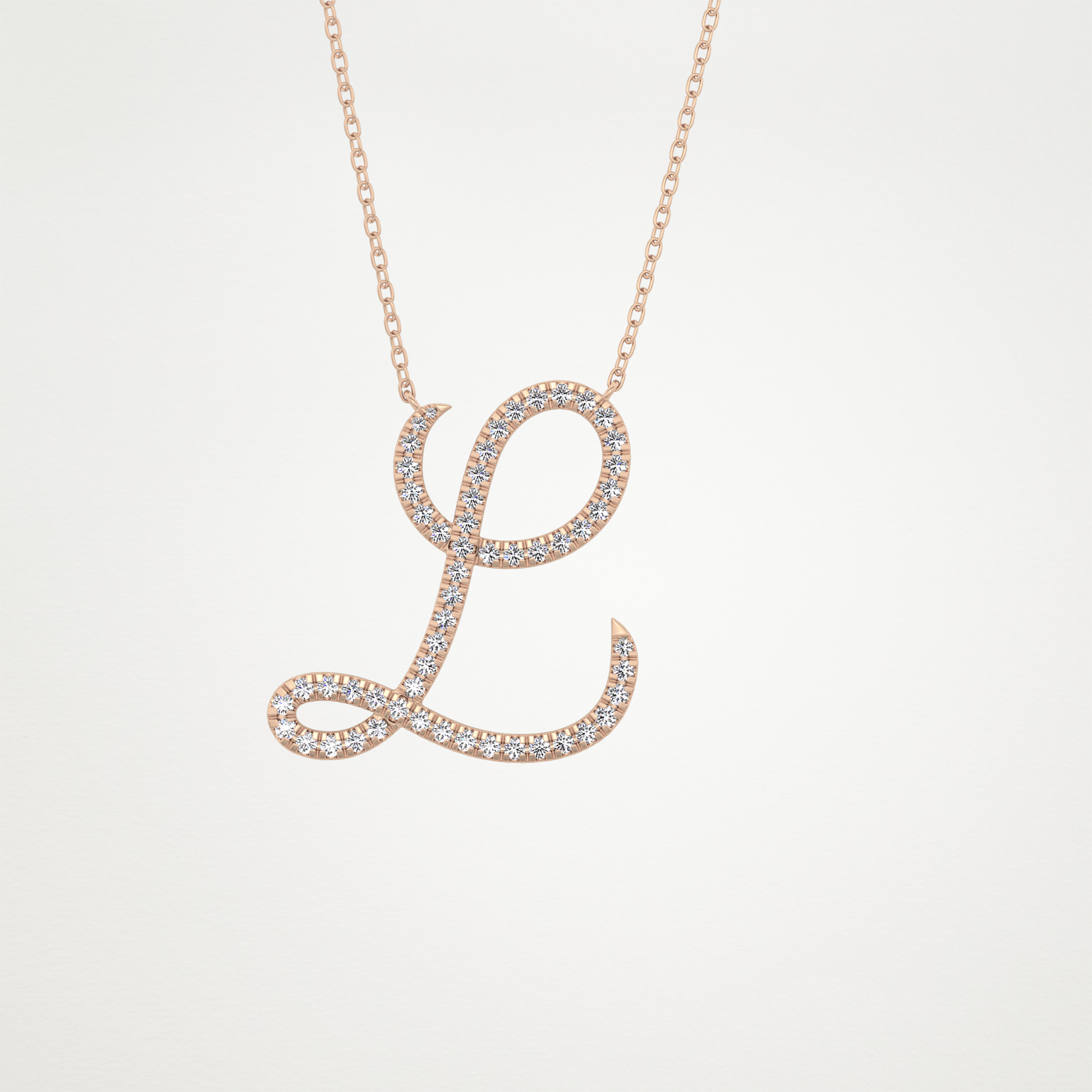 0.198 TCW Round Lab Grown Diamond L Initial Necklace