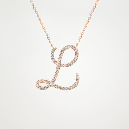 0.198 TCW Round Lab Grown Diamond L Initial Necklace