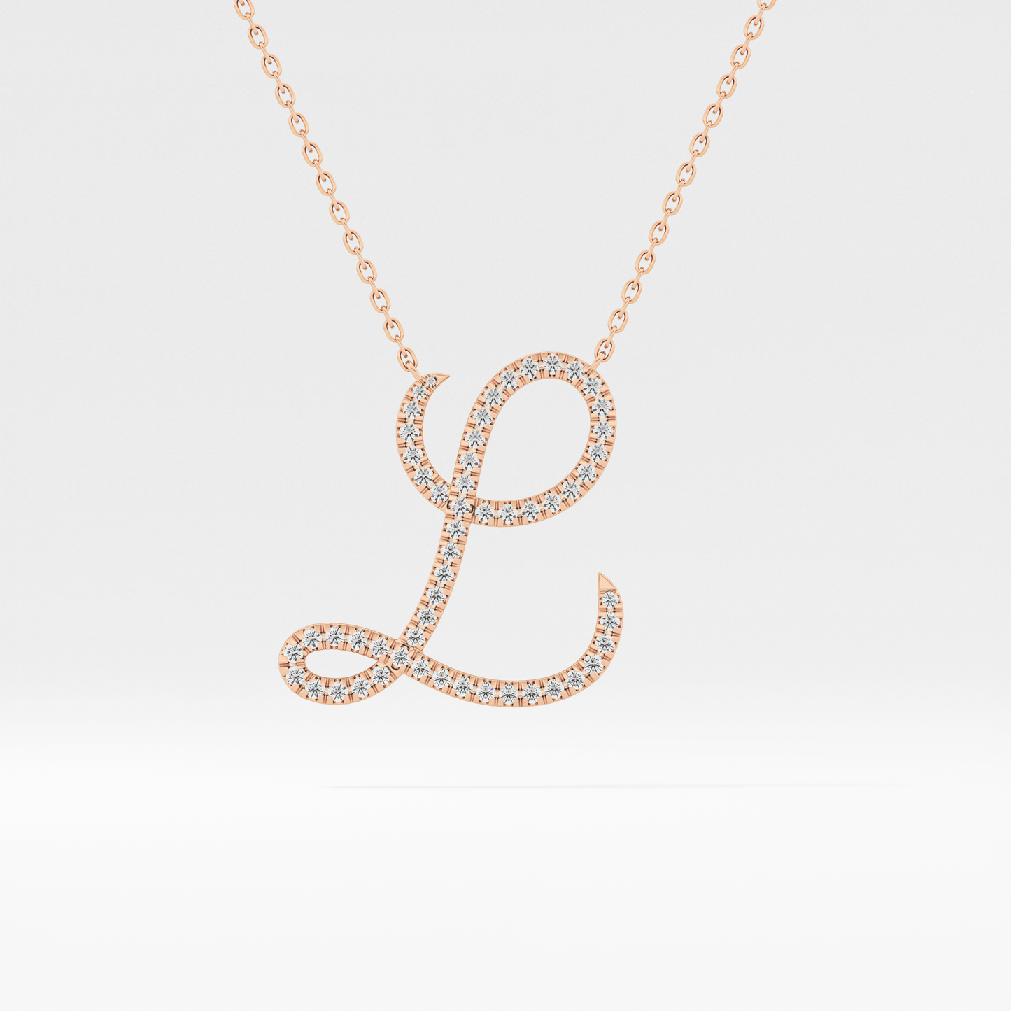 0.198 TCW Round Lab Grown Diamond L Initial Necklace