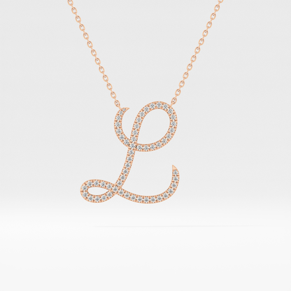 0.198 TCW Round Lab Grown Diamond L Initial Necklace