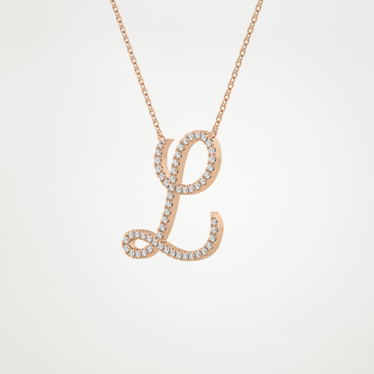 0.198 TCW Round Lab Grown Diamond L Initial Necklace