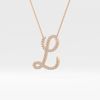 0.198 TCW Round Lab Grown Diamond L Initial Necklace
