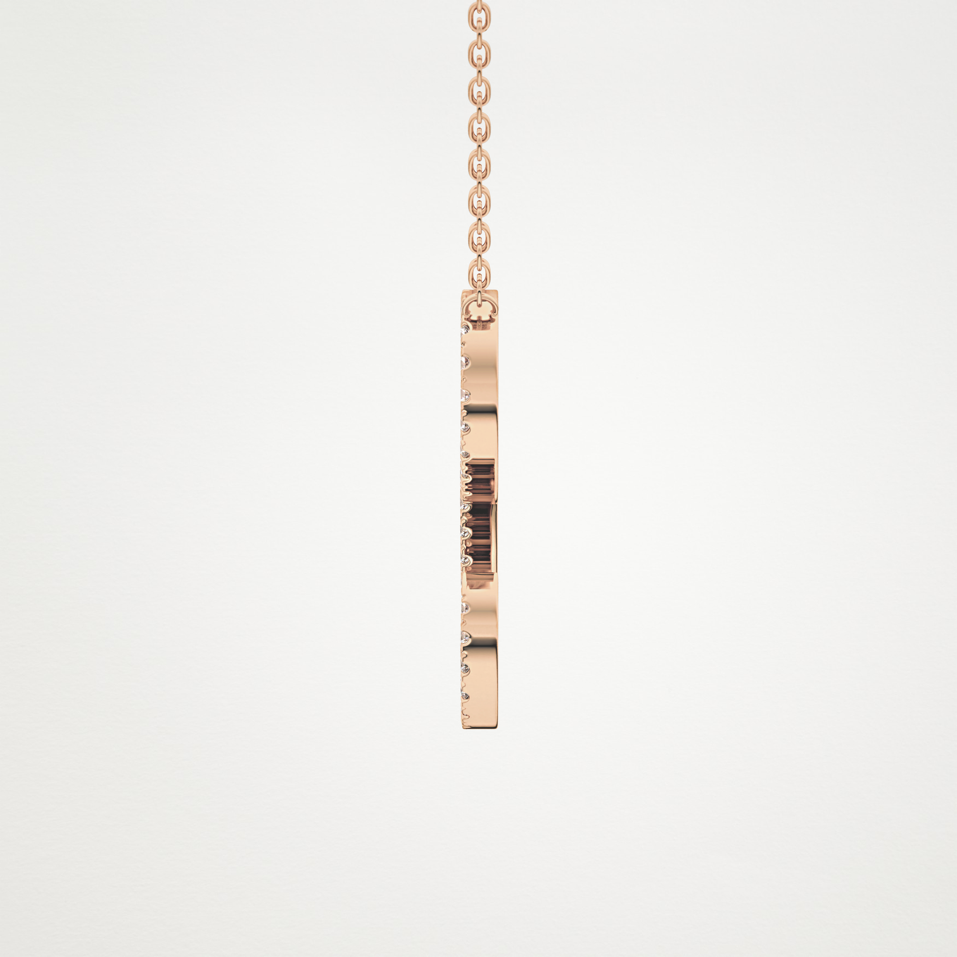 0.198 TCW Round Lab Grown Diamond L Initial Necklace