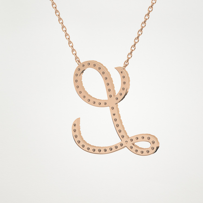 0.198 TCW Round Lab Grown Diamond L Initial Necklace