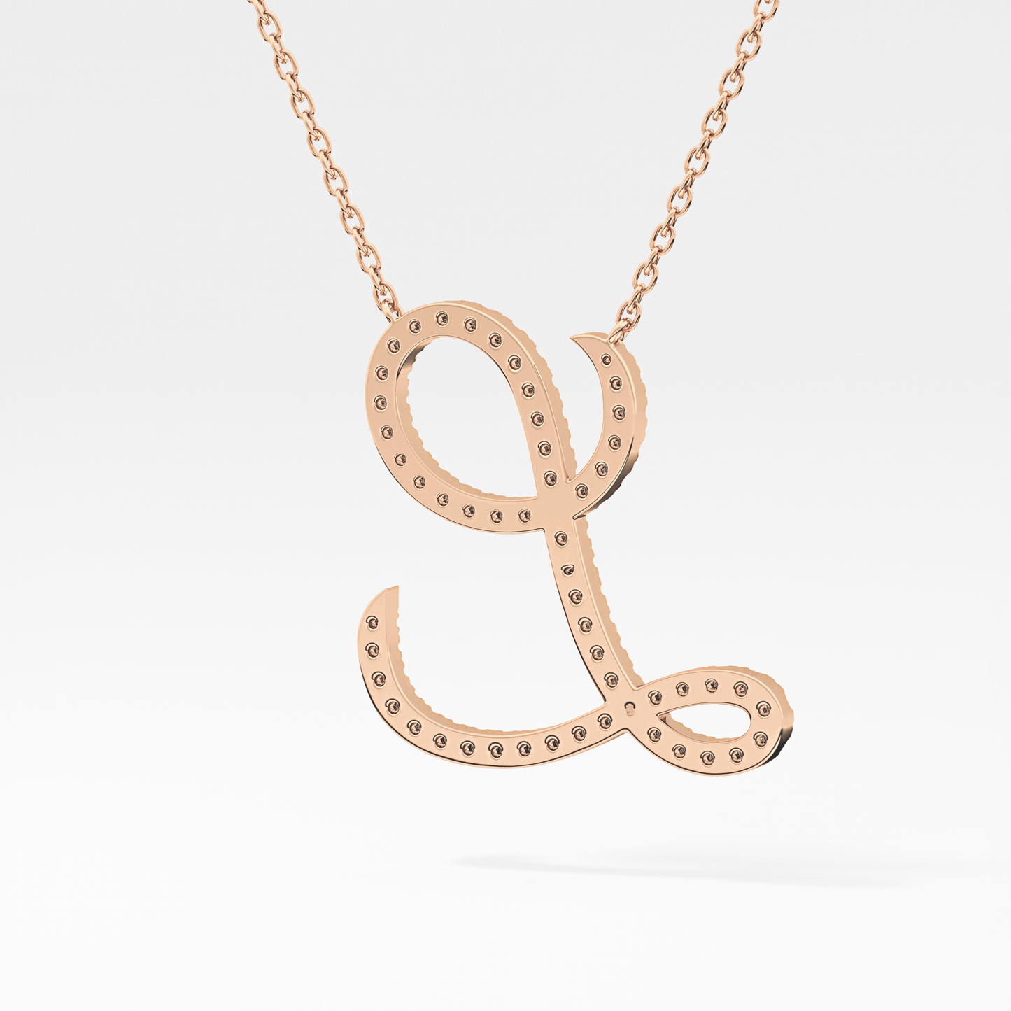 0.198 TCW Round Lab Grown Diamond L Initial Necklace