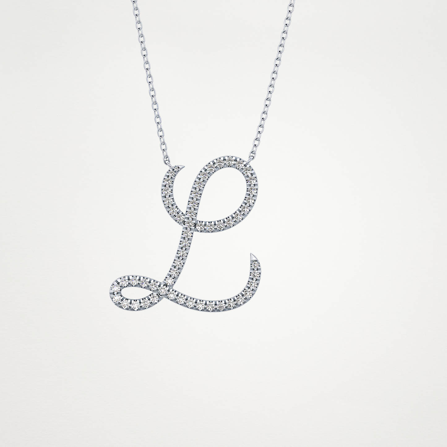 0.198 TCW Round Lab Grown Diamond L Initial Necklace
