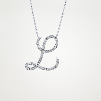 0.198 TCW Round Lab Grown Diamond L Initial Necklace