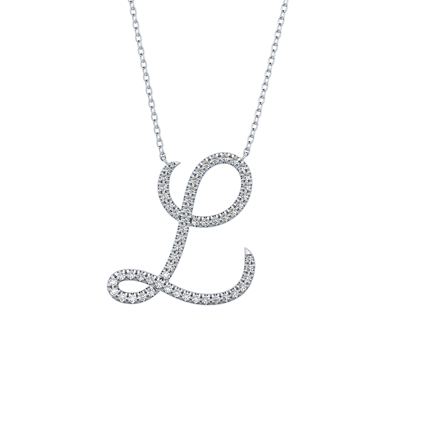 0.198 TCW Round Lab Grown Diamond L Initial Necklace