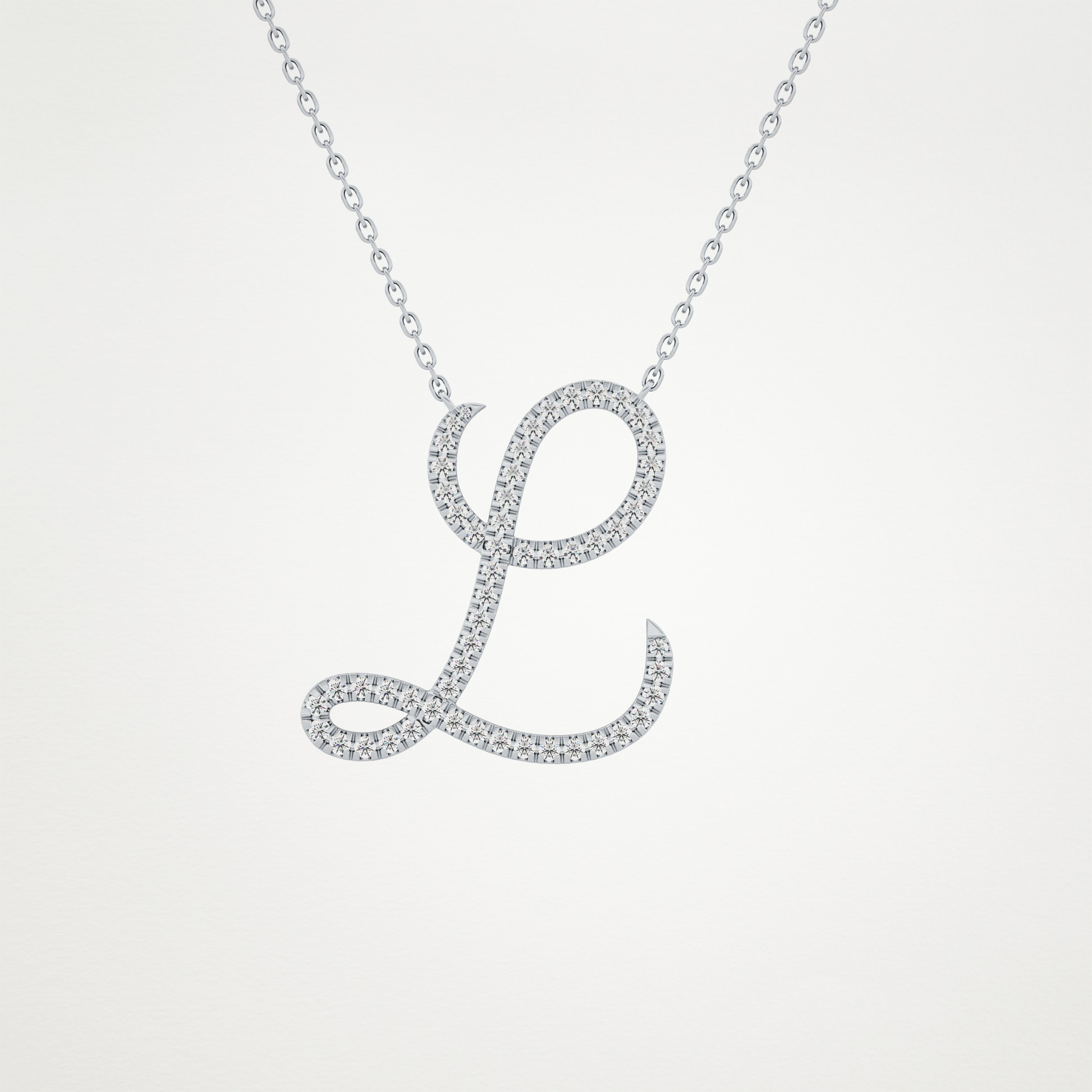 0.198 TCW Round Lab Grown Diamond L Initial Necklace