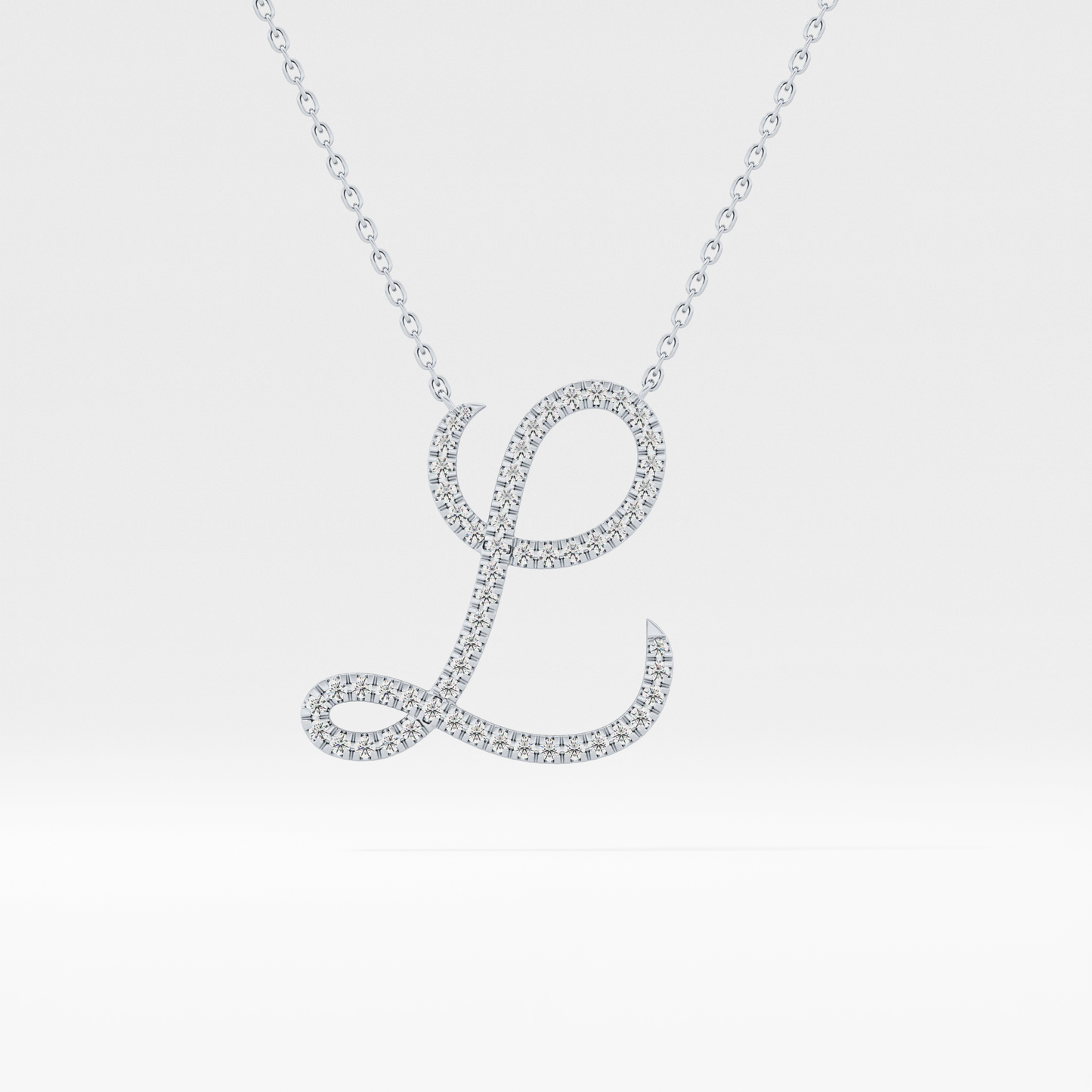 0.198 TCW Round Lab Grown Diamond L Initial Necklace