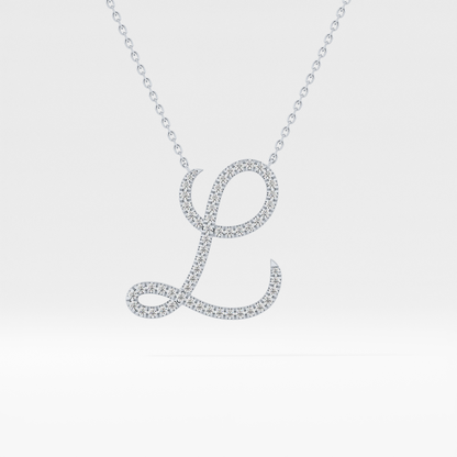 0.198 TCW Round Lab Grown Diamond L Initial Necklace