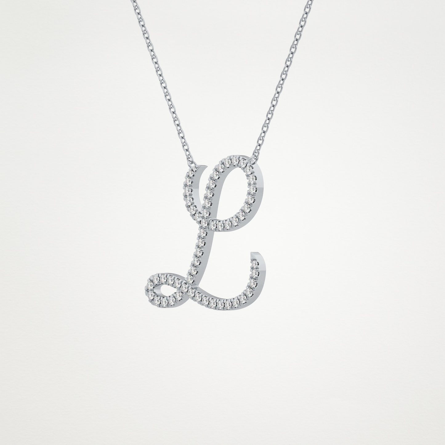 0.198 TCW Round Lab Grown Diamond L Initial Necklace