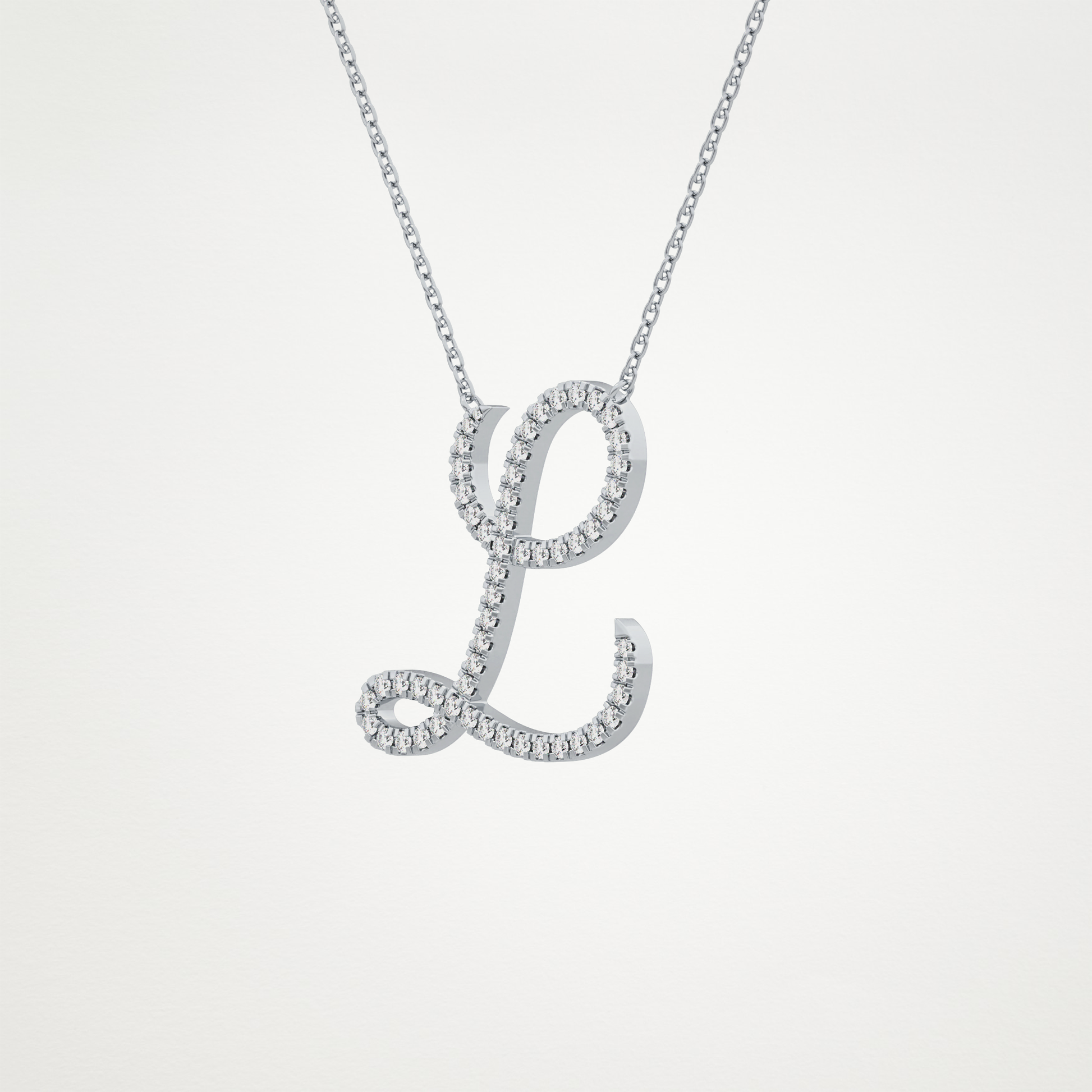 0.198 TCW Round Lab Grown Diamond L Initial Necklace