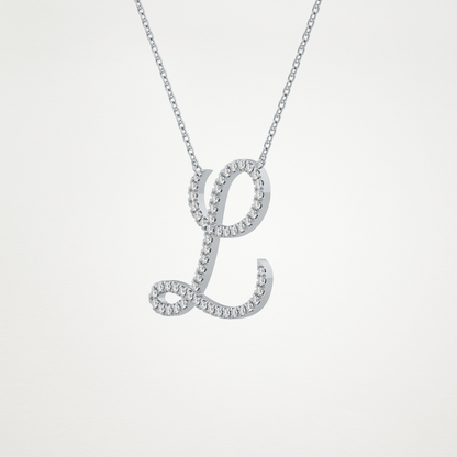 0.198 TCW Round Lab Grown Diamond L Initial Necklace