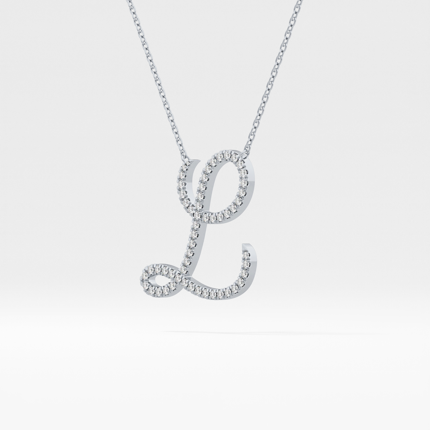 0.198 TCW Round Lab Grown Diamond L Initial Necklace