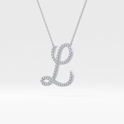 0.198 TCW Round Lab Grown Diamond L Initial Necklace