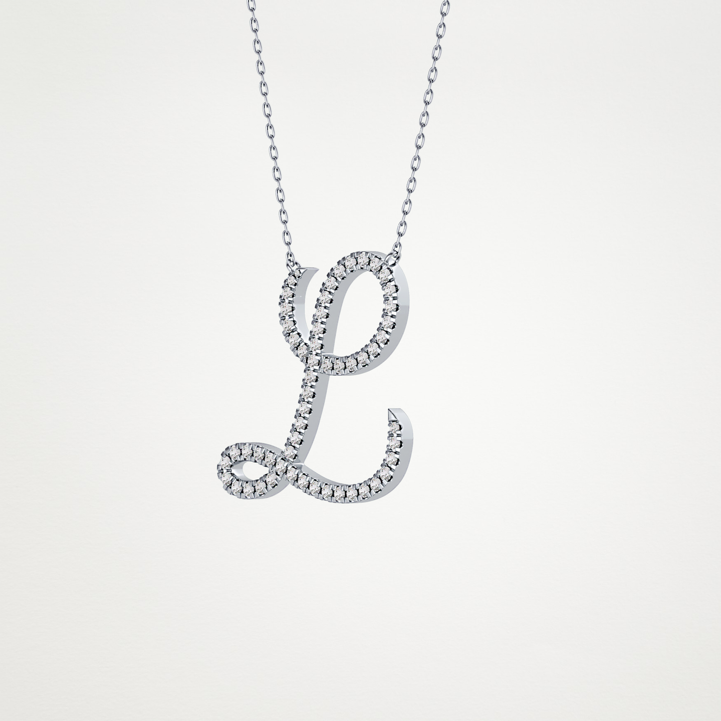 0.198 TCW Round Lab Grown Diamond L Initial Necklace