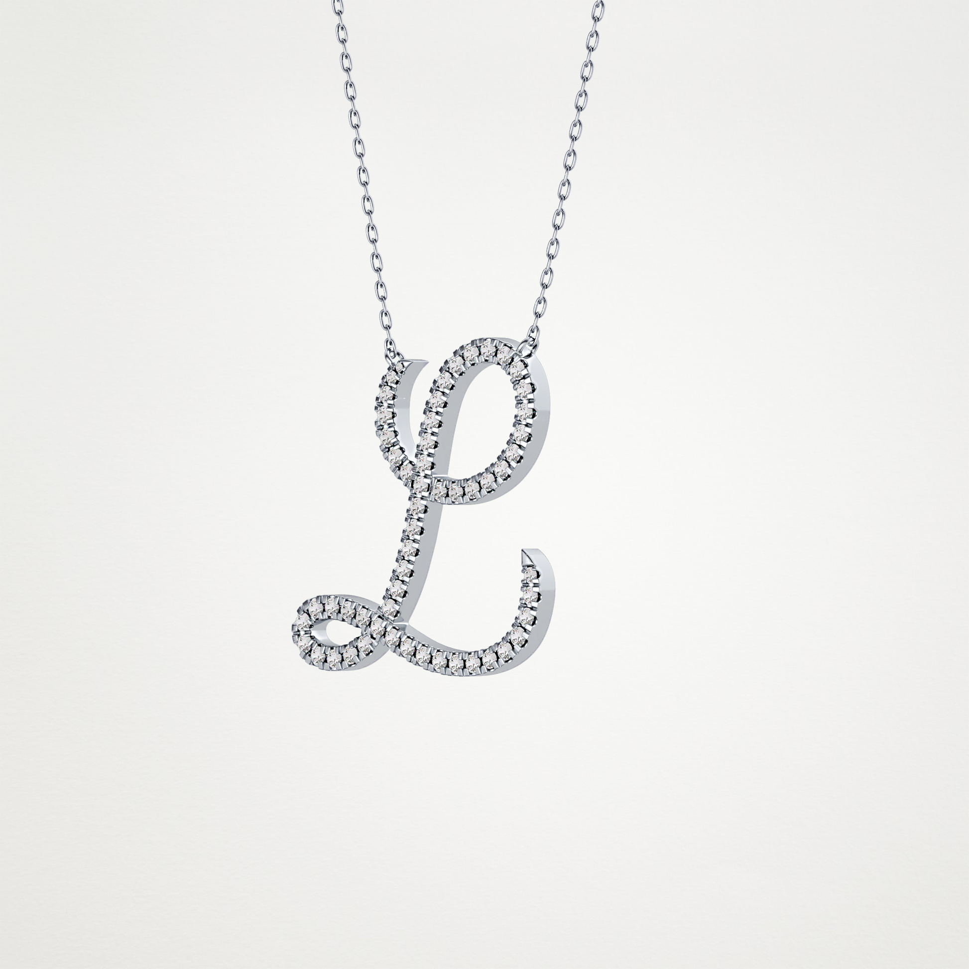 0.198 TCW Round Lab Grown Diamond L Initial Necklace