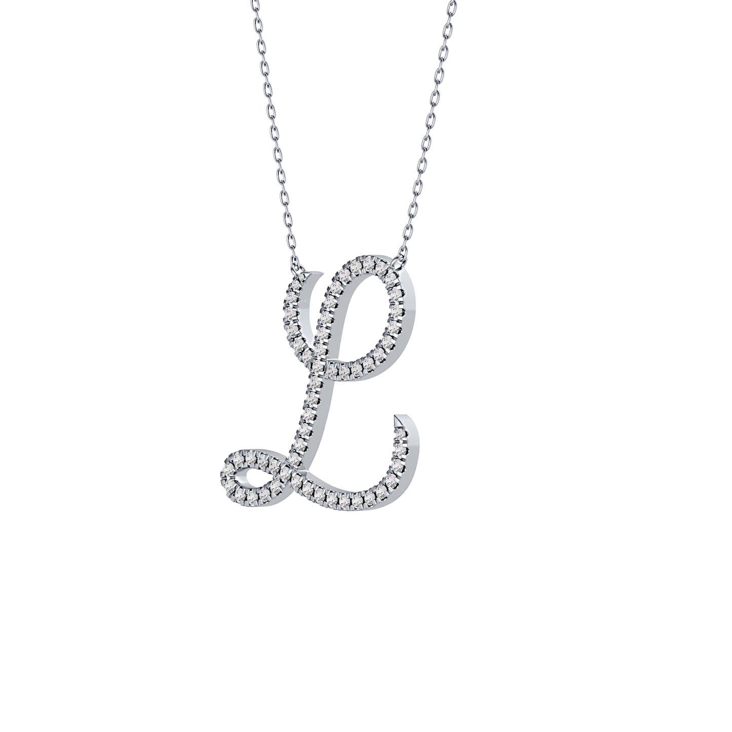 0.198 TCW Round Lab Grown Diamond L Initial Necklace