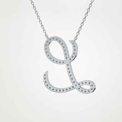 0.198 TCW Round Lab Grown Diamond L Initial Necklace