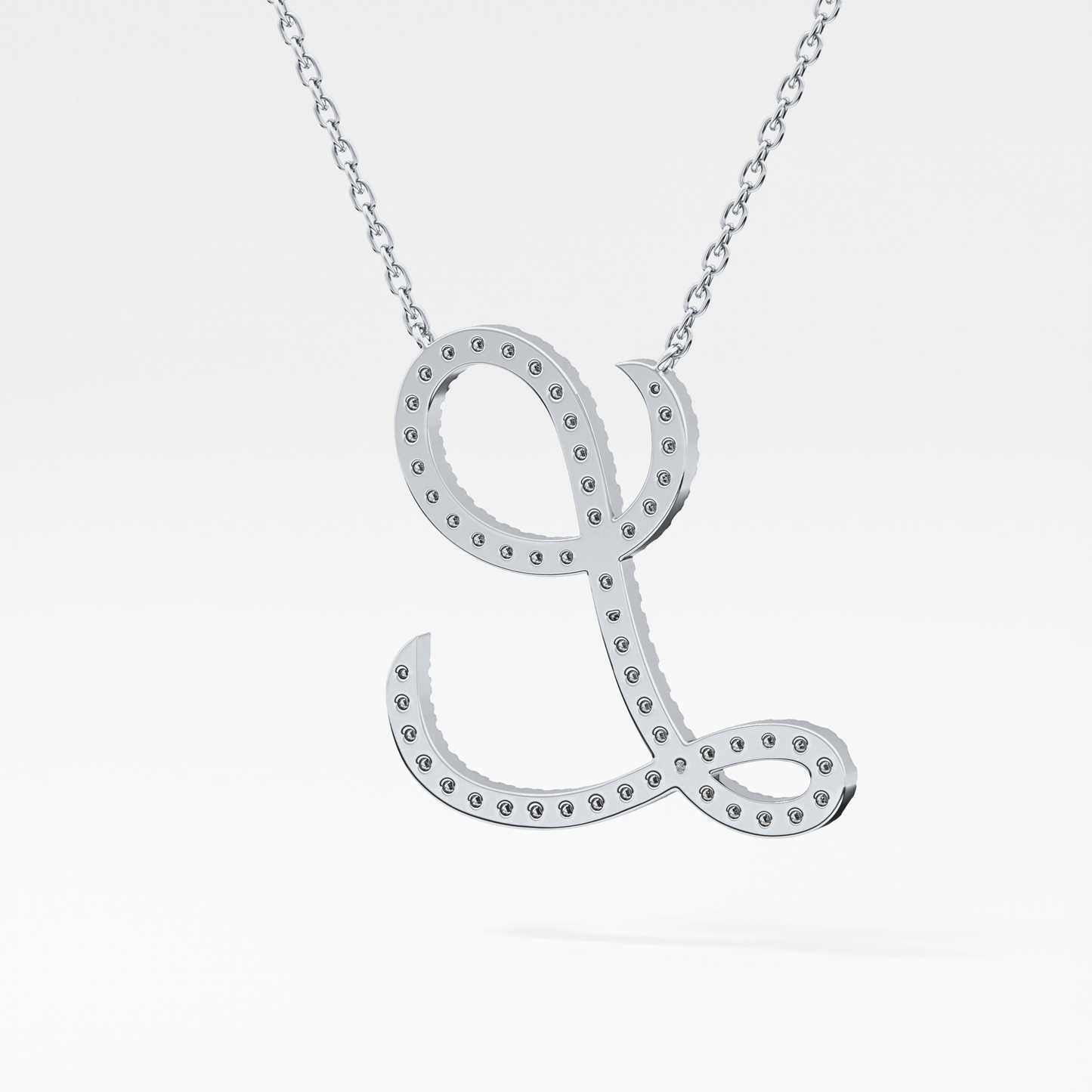 0.198 TCW Round Lab Grown Diamond L Initial Necklace