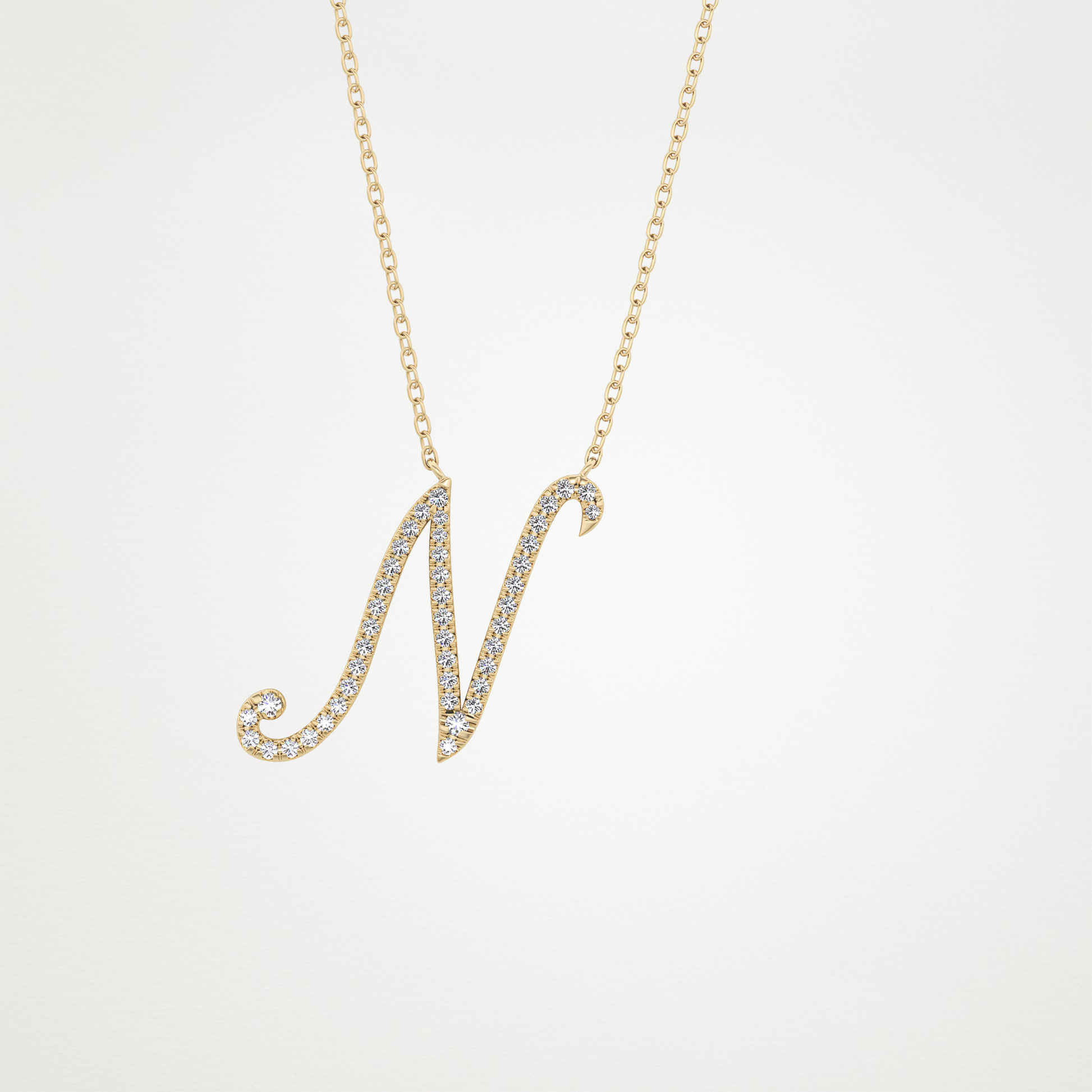 0.099 TCW Round Lab Grown Diamond N Initial Necklace