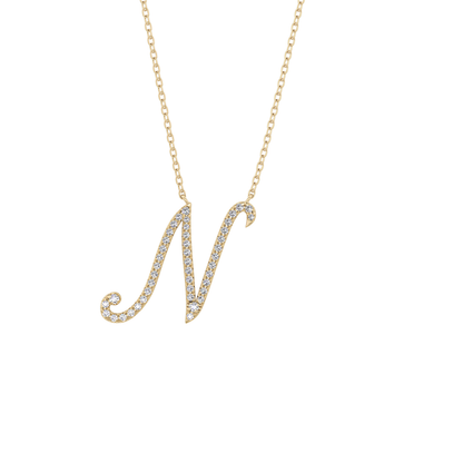 0.099 TCW Round Lab Grown Diamond N Initial Necklace