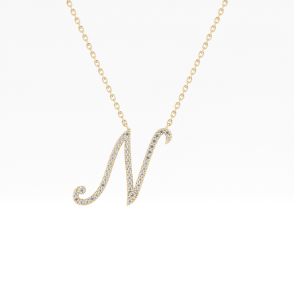 0.099 TCW Round Lab Grown Diamond N Initial Necklace