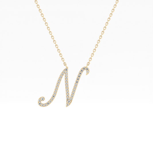 0.099 TCW Round Lab Grown Diamond N Initial Necklace