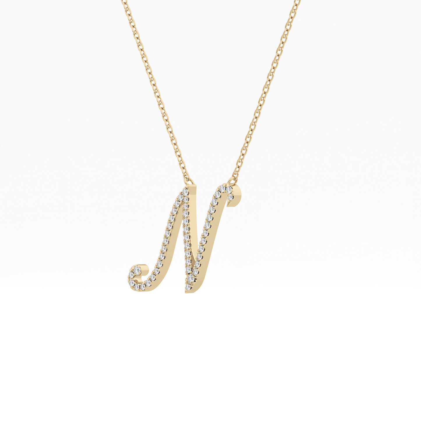 0.099 TCW Round Lab Grown Diamond N Initial Necklace