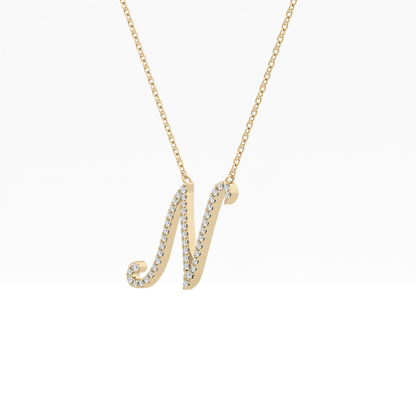 0.099 TCW Round Lab Grown Diamond N Initial Necklace
