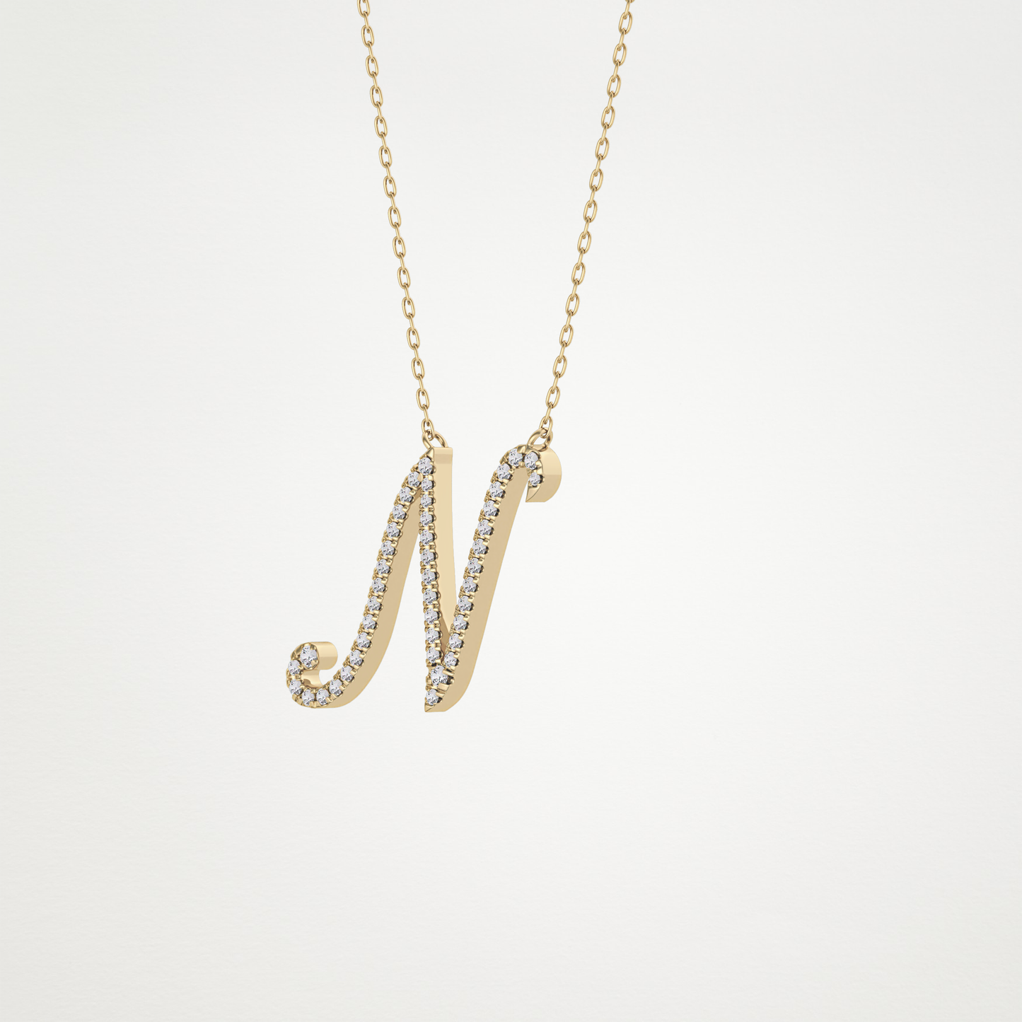 0.099 TCW Round Lab Grown Diamond N Initial Necklace