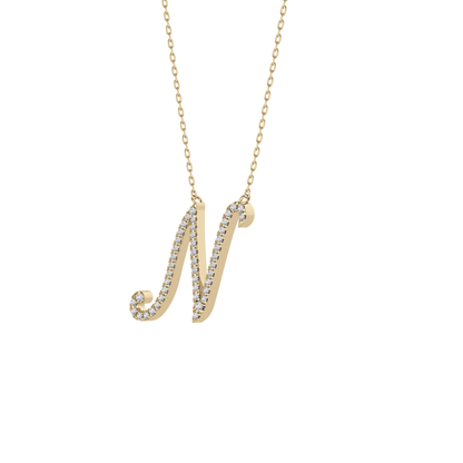 0.099 TCW Round Lab Grown Diamond N Initial Necklace