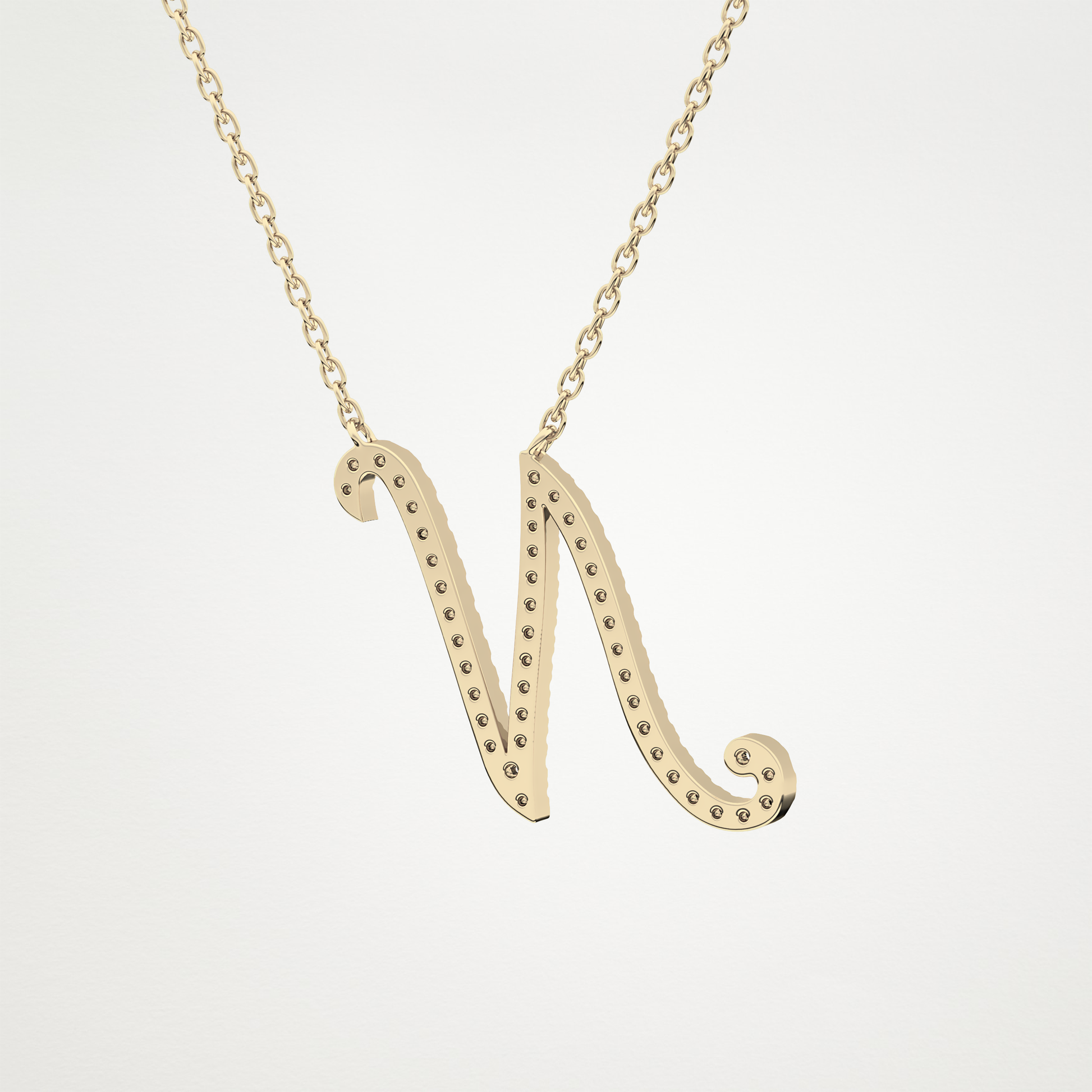 0.099 TCW Round Lab Grown Diamond N Initial Necklace