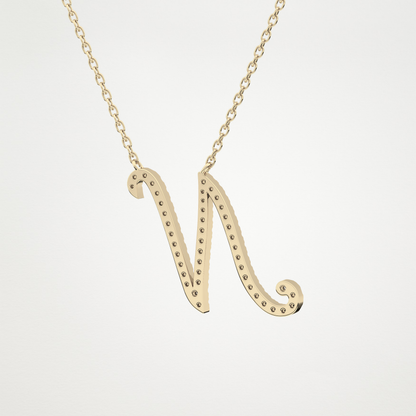 0.099 TCW Round Lab Grown Diamond N Initial Necklace