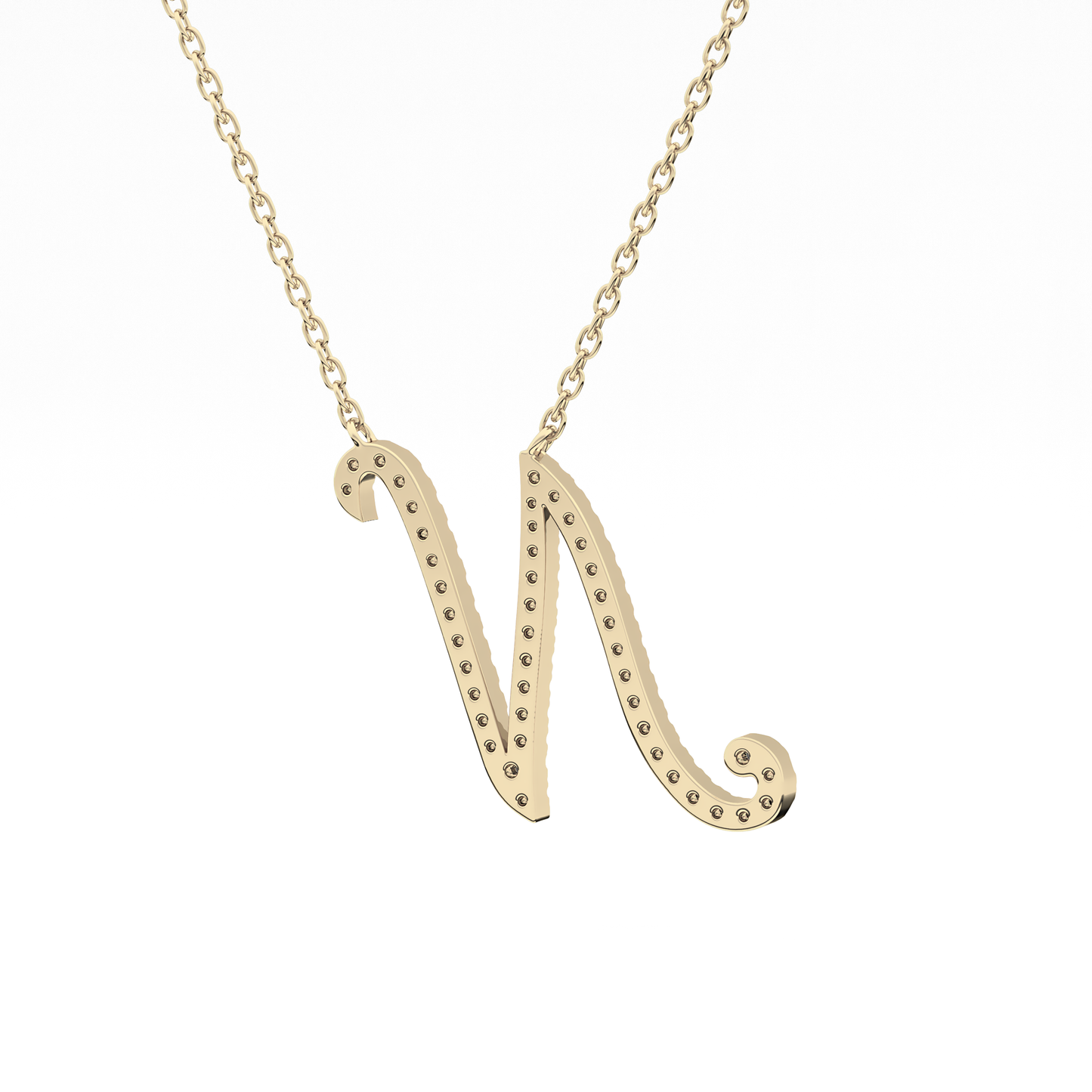 0.099 TCW Round Lab Grown Diamond N Initial Necklace