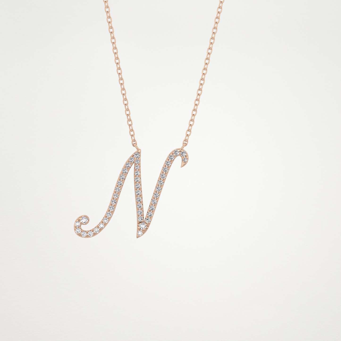 0.099 TCW Round Lab Grown Diamond N Initial Necklace