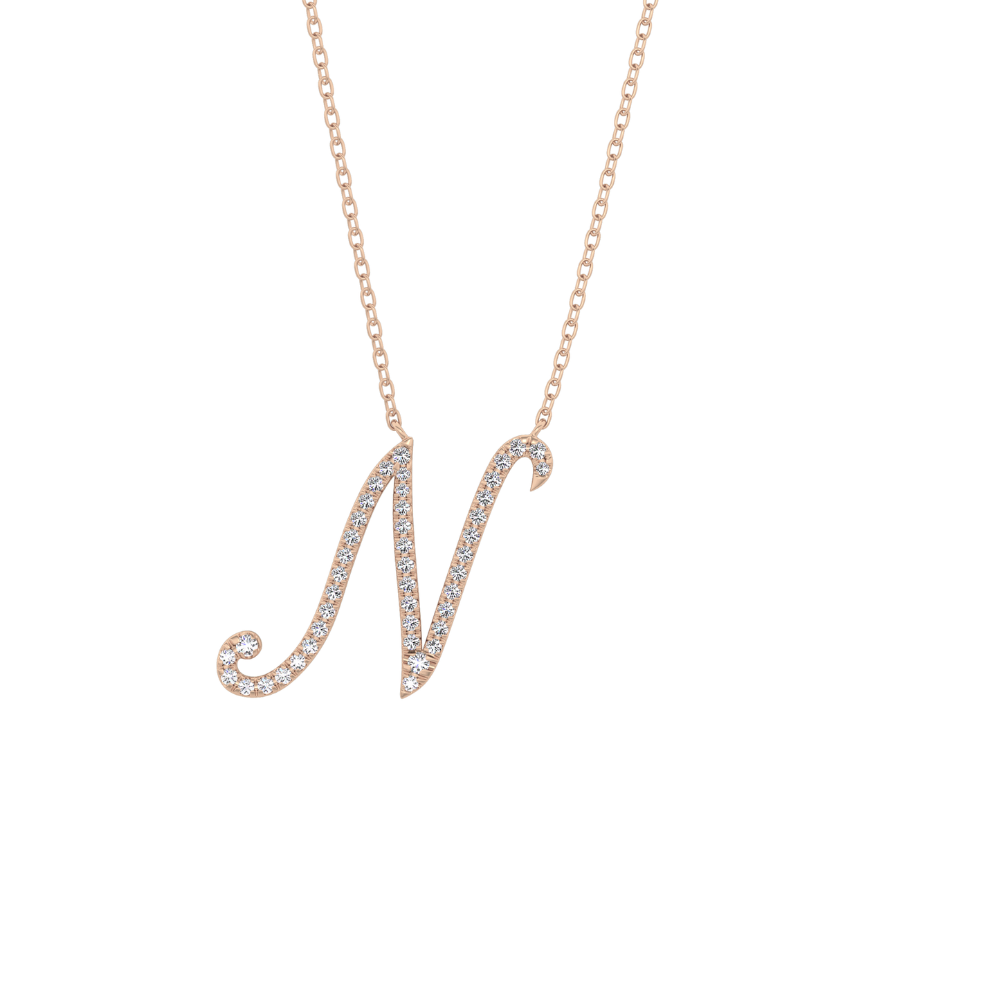 0.099 TCW Round Lab Grown Diamond N Initial Necklace
