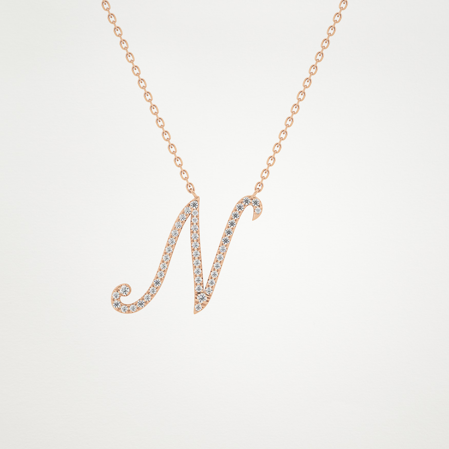 0.099 TCW Round Lab Grown Diamond N Initial Necklace
